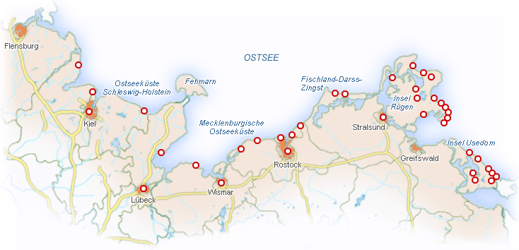 Karte Urlaub an der Ostsee